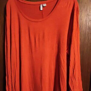 Cato Orange 18/20 Top Long Sleeve Fall Seam Back Rounded Neck 1x
